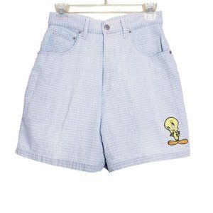 Vintage 90s Looney Tunes Tweety Bird High Rise Waist Jean Shorts Junior's Size 5